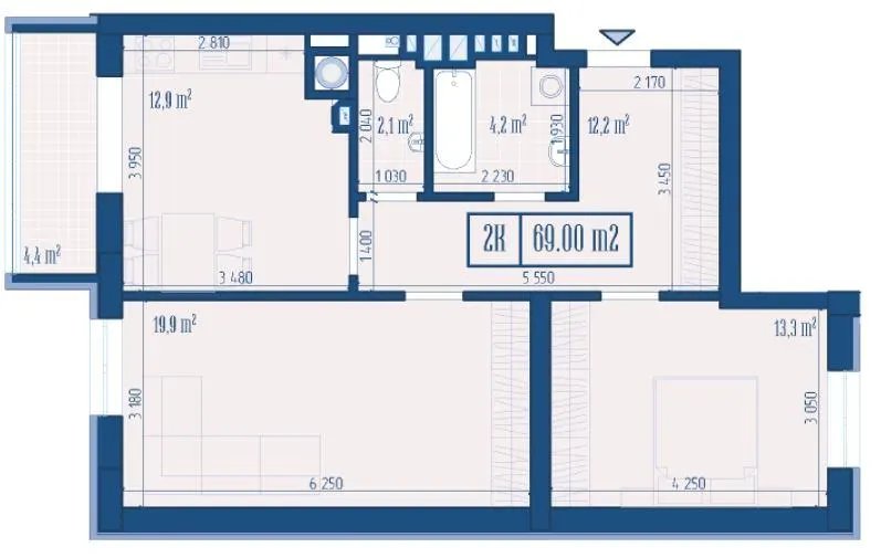 ЖК Центральний — 69 м²