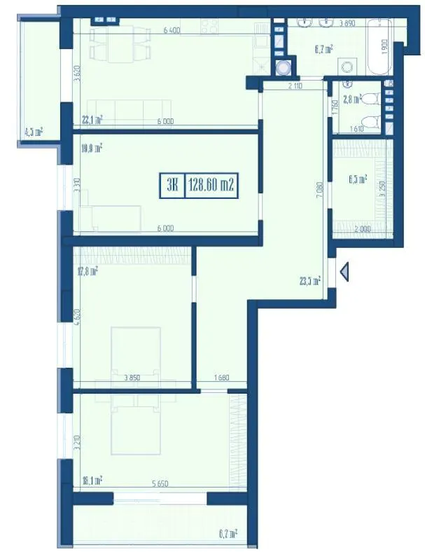 ЖК Центральний — 128.6 м²