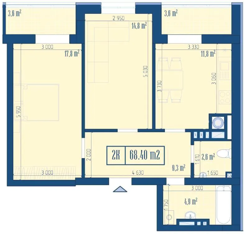 ЖК Центральний — 68.4 м²