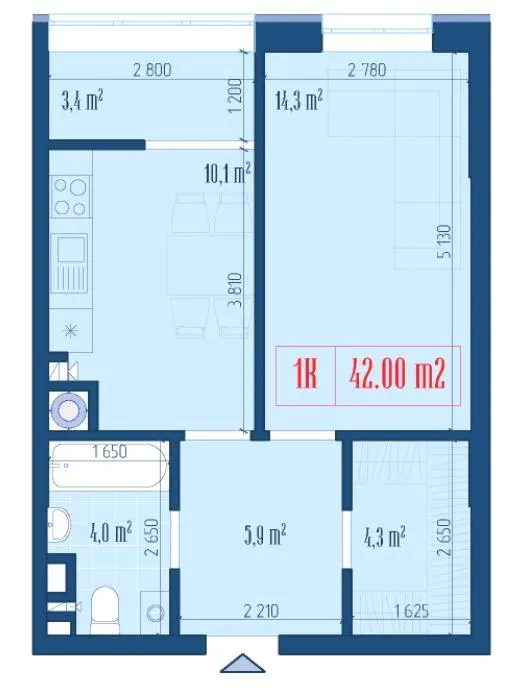 ЖК Центральний — 42 м²