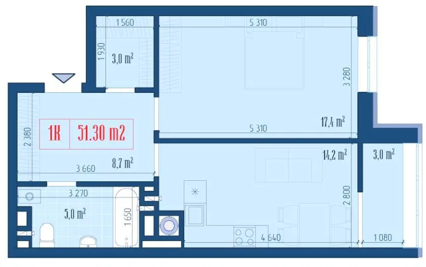 ЖК Центральний — 51.3 м²