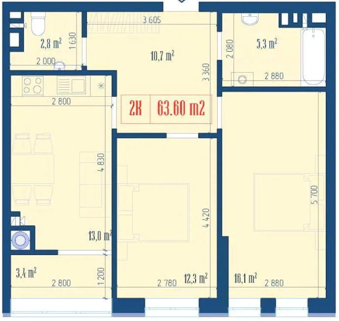 ЖК Центральний — 63.6 м²
