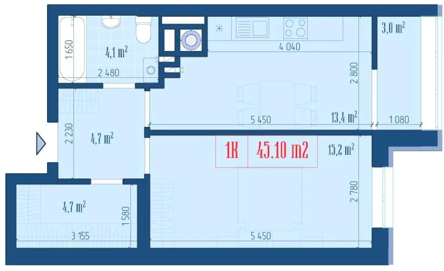 ЖК Центральний — 45.1 м²