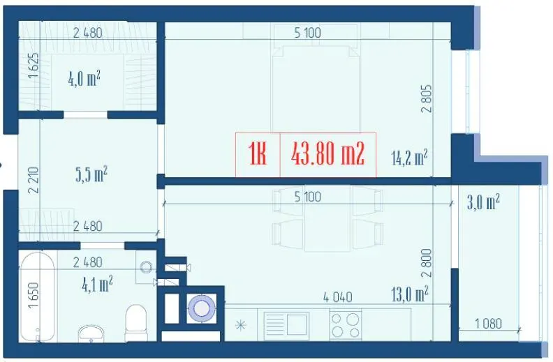 ЖК Центральний — 43.8 м²
