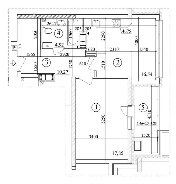 вул. Толбухіна, 43а, 43б — 52.8 м²