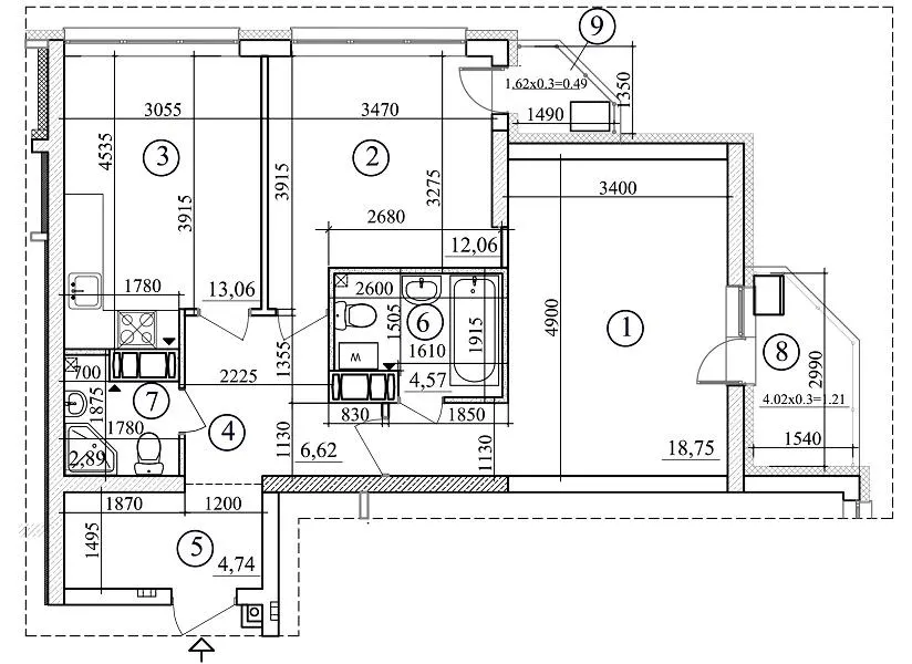 вул. Толбухіна, 43а, 43б — 64.4 м²