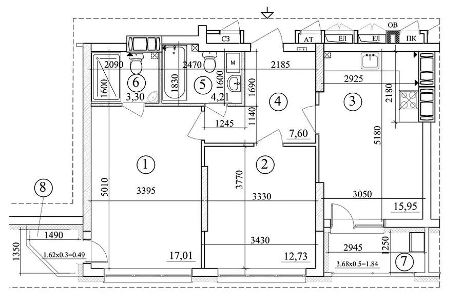 вул. Толбухіна, 43а, 43б — 63.1 м²