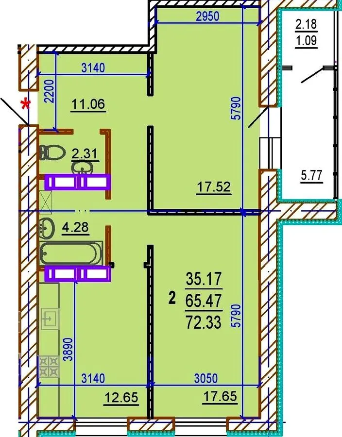 ЖК Шекспира — 72.3 м²