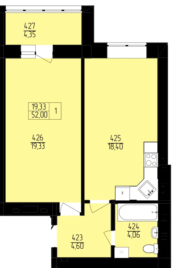ЖК Північна фортеця — 52 м²