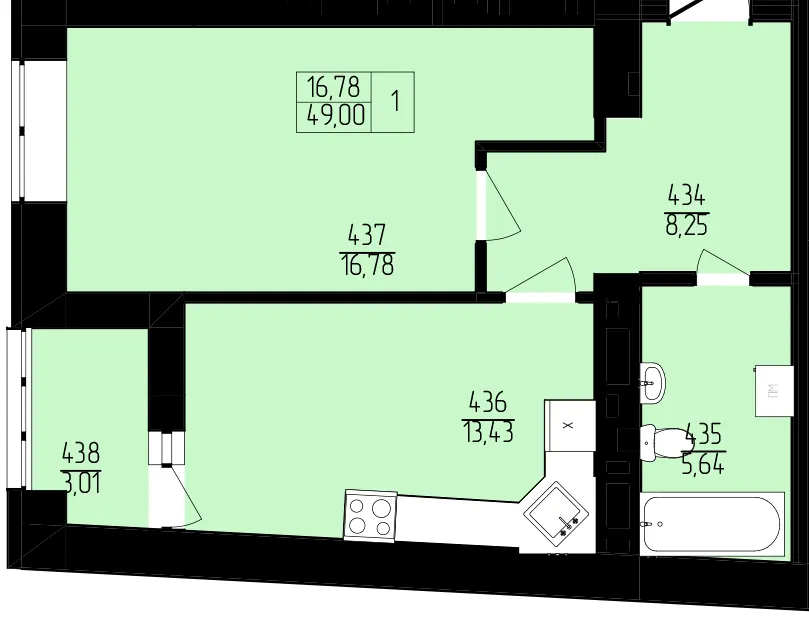 ЖК Північна фортеця — 49 м²