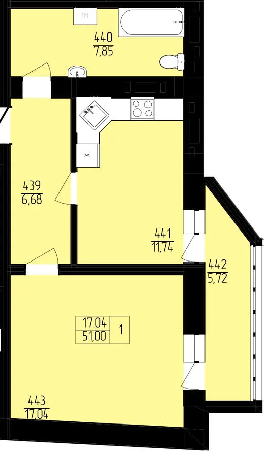 ЖК Північна фортеця — 51 м²