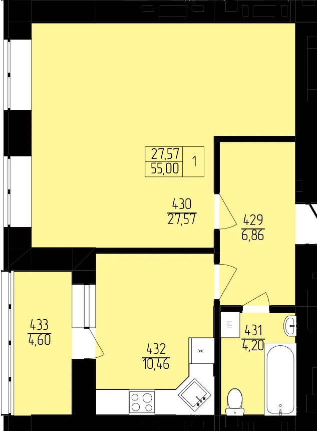 ЖК Північна фортеця — 55 м²