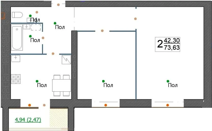 просп. Миру, 63а, б, в — 73.6 м²
