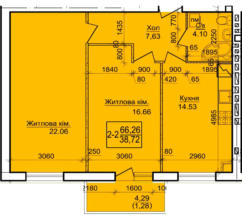 ЖК Будинок №20 — 66.3 м²