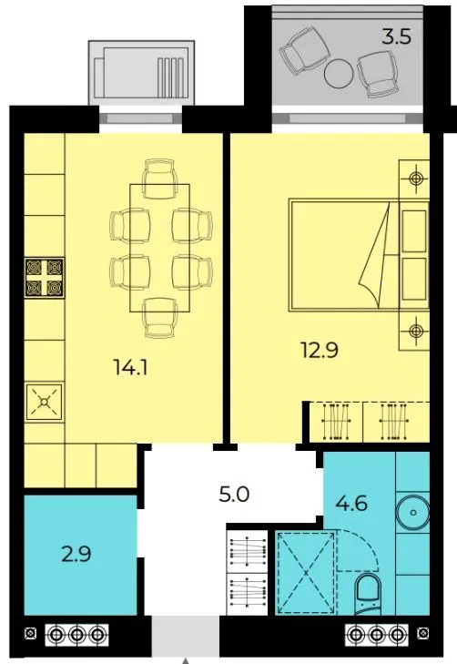 ЖК Мармелад — 41.3 м²