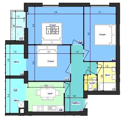 ЖК Кришталеве озеро — 91 м²
