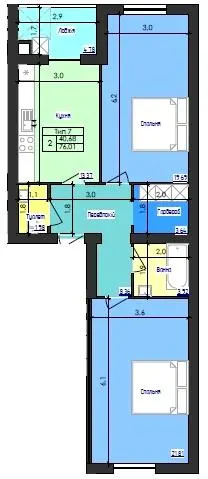 ЖК Кришталеве озеро — 76 м²