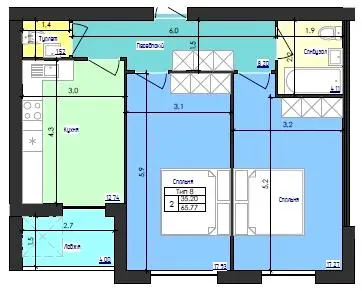 ЖК Кришталеве озеро — 65.8 м²