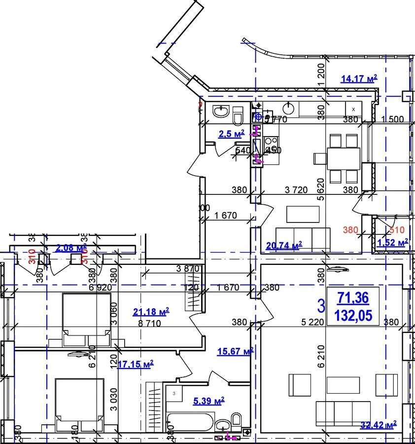 ЖК Будинок на Сумській — 132.1 м²