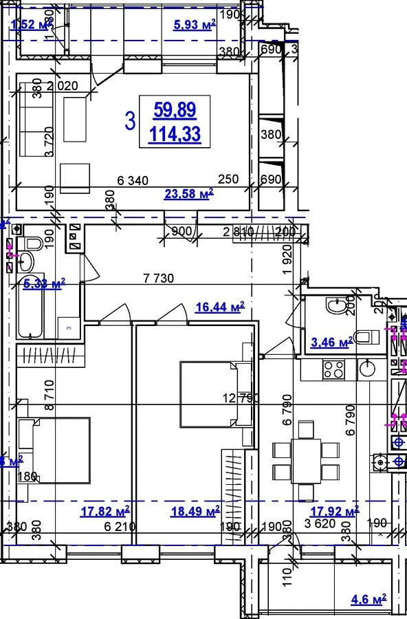 ЖК Будинок на Сумській — 114.3 м²