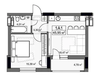 ЖК YARD — 46 м²