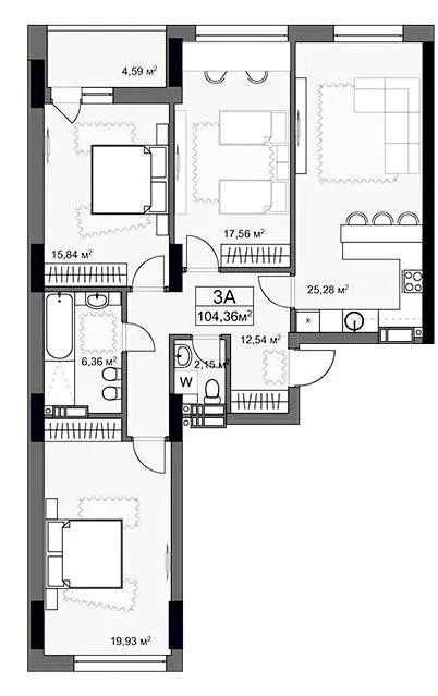 ЖК YARD — 104.4 м²