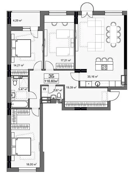 ЖК YARD — 116.6 м²