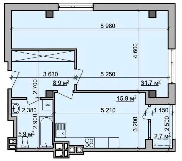 ЖК Октава — 62.6 м²