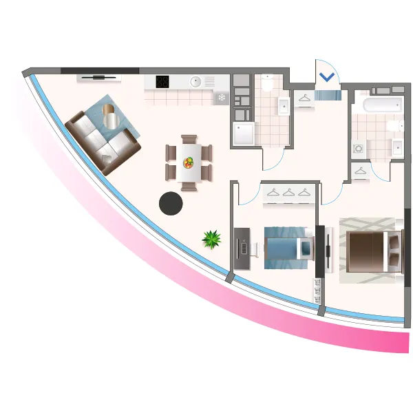 ЖК Oasis — 74.7 м²