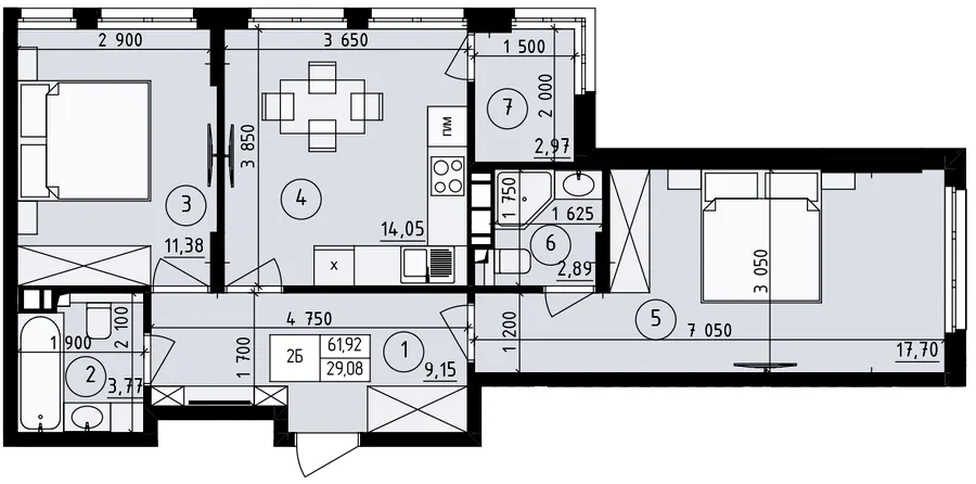 ЖК Praga-2 — 61.9 м²