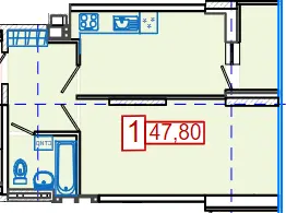 ЖК Німецький проект на Холодній Горі — 47.8 м²