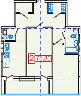 ЖК Німецький проект на Холодній Горі — 75.8 м²