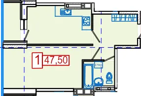 ЖК Німецький проект на Холодній Горі — 47.5 м²