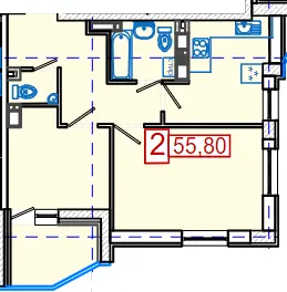 ЖК Німецький проект на Холодній Горі — 55.8 м²