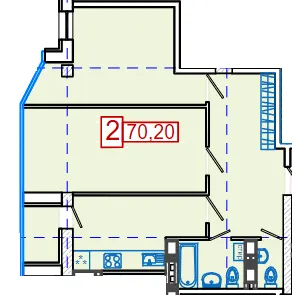 ЖК Німецький проект на Холодній Горі — 70.2 м²