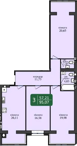 ЖК Ковалівський — 95.1 м²