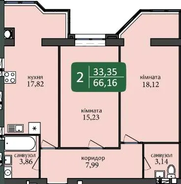 ЖК Ковалівський — 66.2 м²