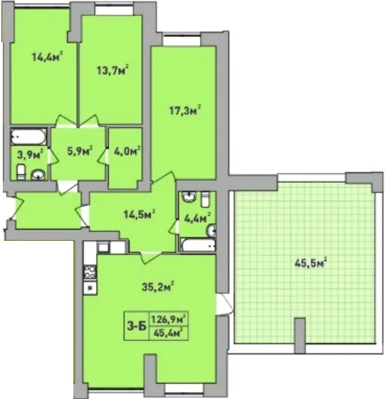 ЖК Центральний-Преміум — 126.9 м²