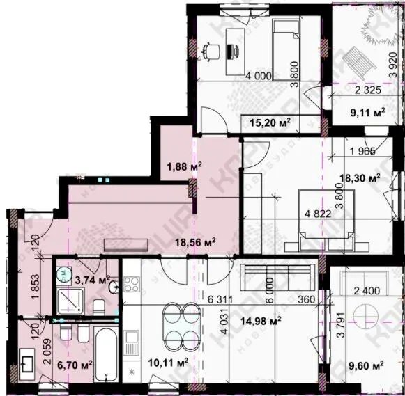 ЖК Bavaria Group — 95.1 м²