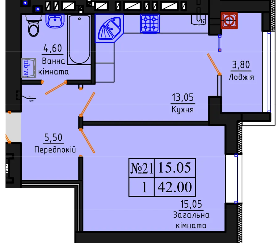 ЖК Тріумф — 42 м²