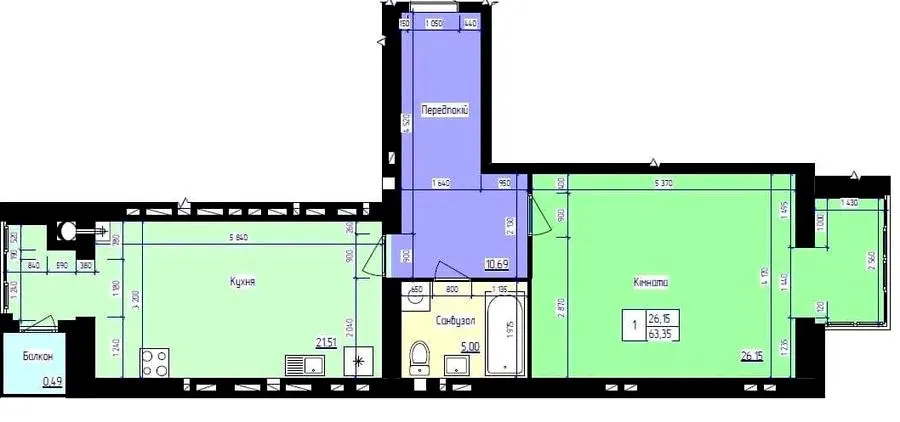 ЖК Парковий Лайф — 63.4 м²