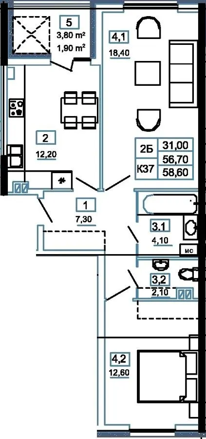 ЖК Канада — 58.6 м²