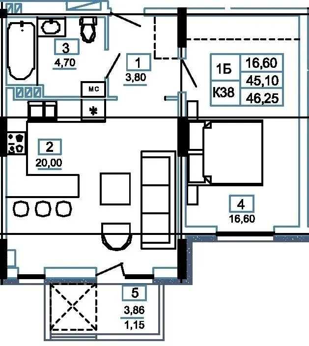 ЖК Канада — 46.3 м²
