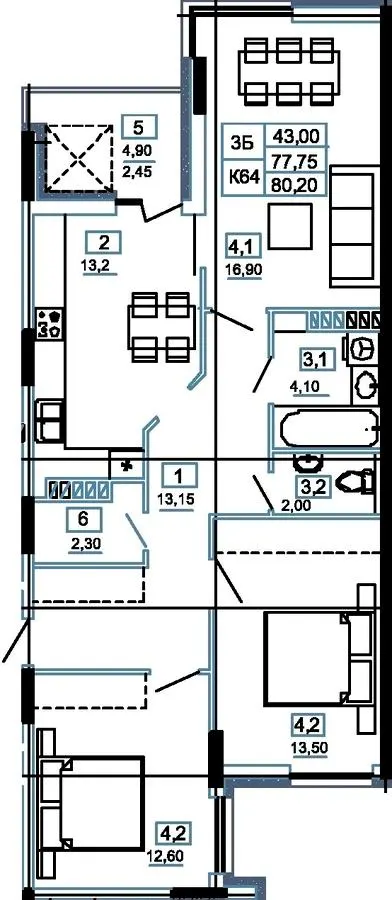 ЖК Канада — 80.2 м²