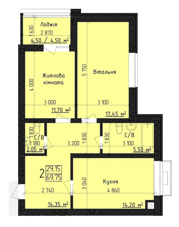 ЖК Парковий Дім — 69.8 м²