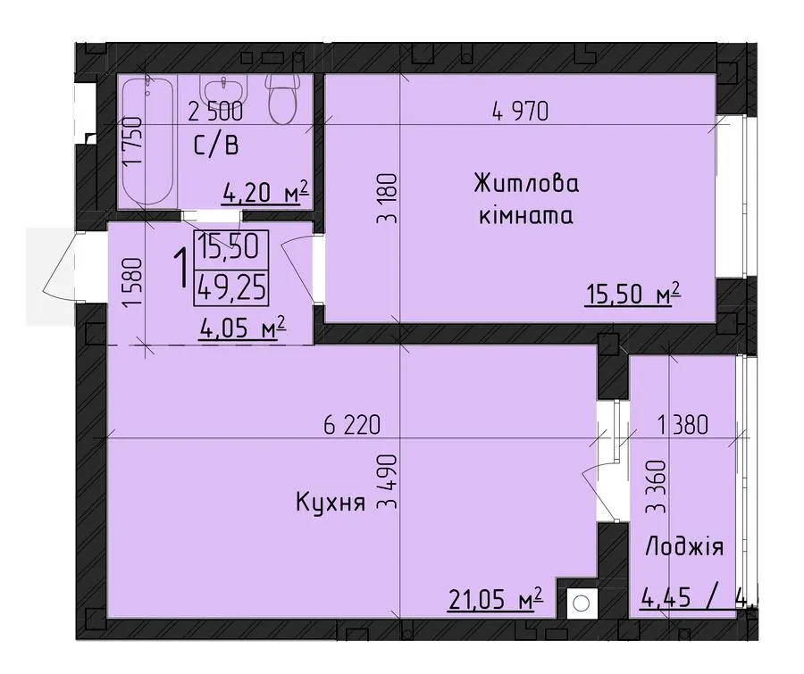 ЖК Парковий Дім — 49.3 м²