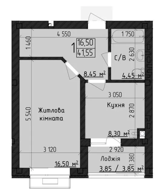 ЖК Парковий Дім — 41.6 м²