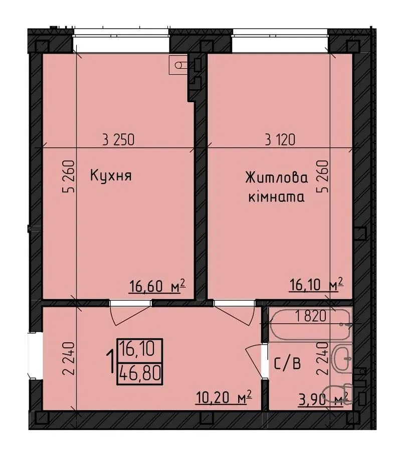ЖК Парковий Дім — 46.8 м²