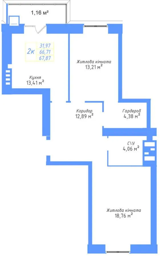 ЖК Авіатор — 67.9 м²
