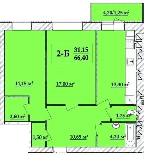 ЖК Академ містечко — 66.4 м²